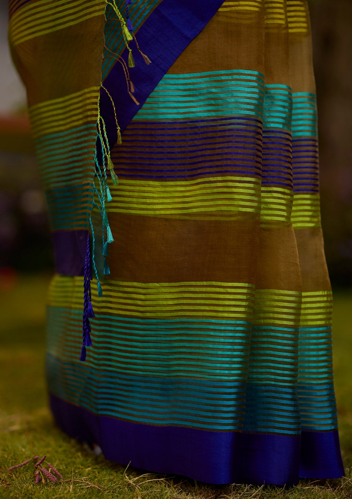 Earth-to-Sky Striped Saree