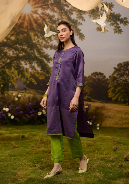 Rhythm &amp; Rhyme Embroidered Purple Kurta Set