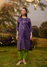 Rhythm & Rhyme Embroidered Purple Kurta Set