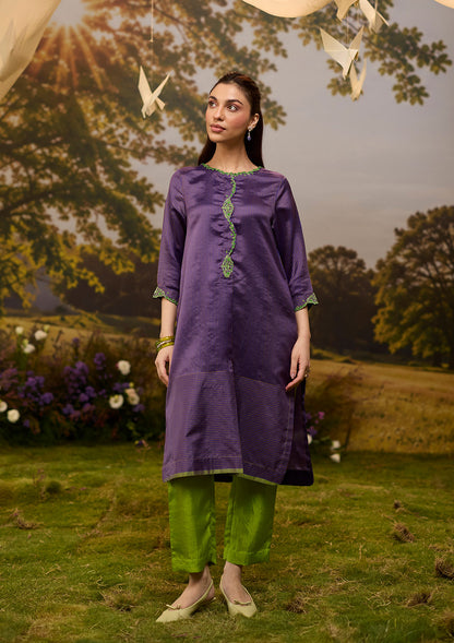 Rhythm &amp; Rhyme Embroidered Purple Kurta Set