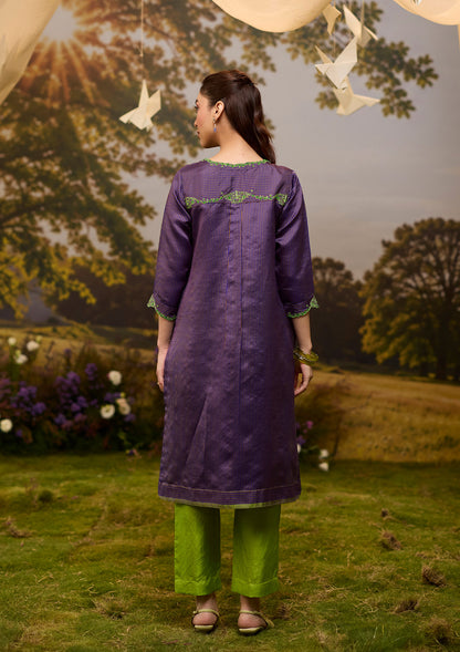 Rhythm &amp; Rhyme Embroidered Purple Kurta Set