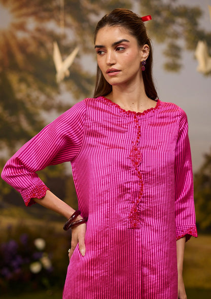 Rhythm &amp; Rhyme Embroidered Pink Kurta Set