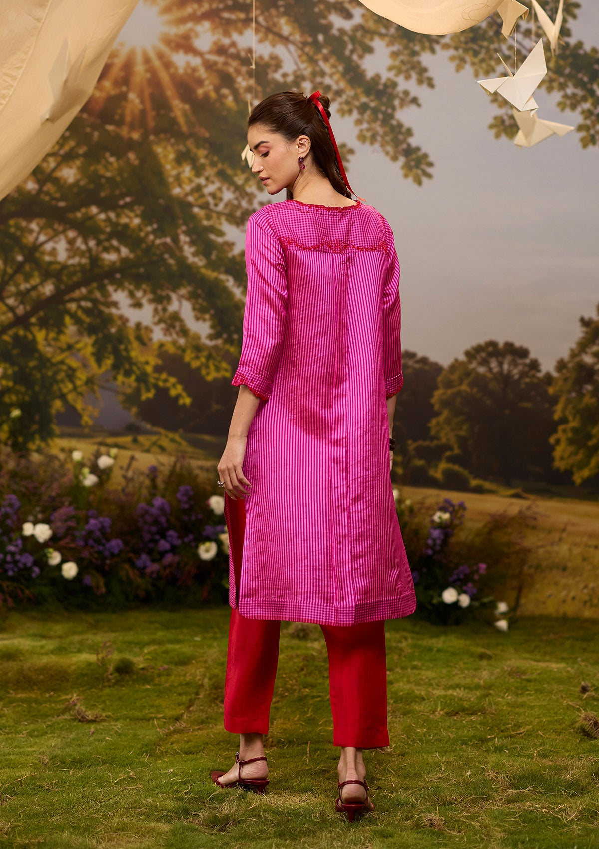 Rhythm &amp; Rhyme Embroidered Pink Kurta Set