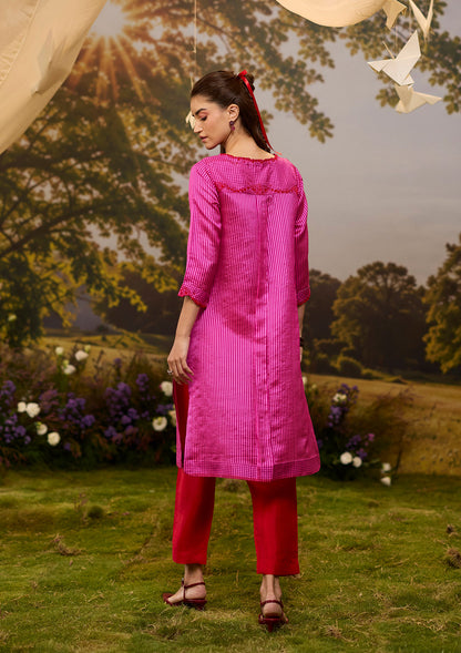 Rhythm &amp; Rhyme Embroidered Pink Kurta Set