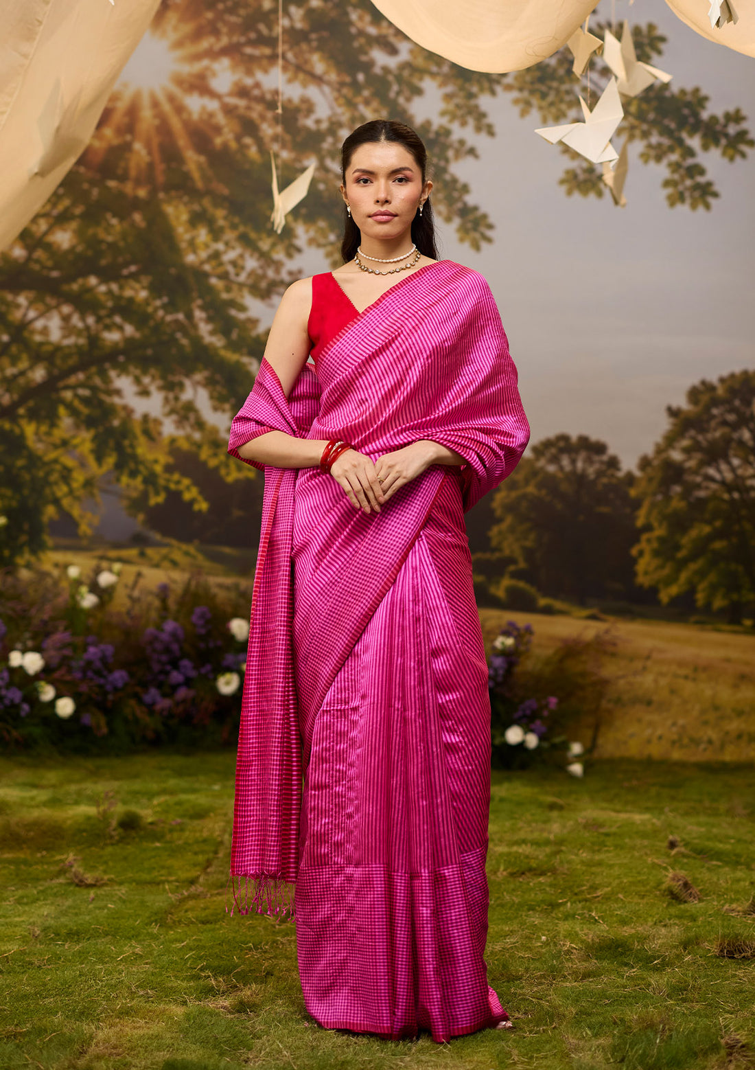 Rhythm & Rhyme Pink Saree