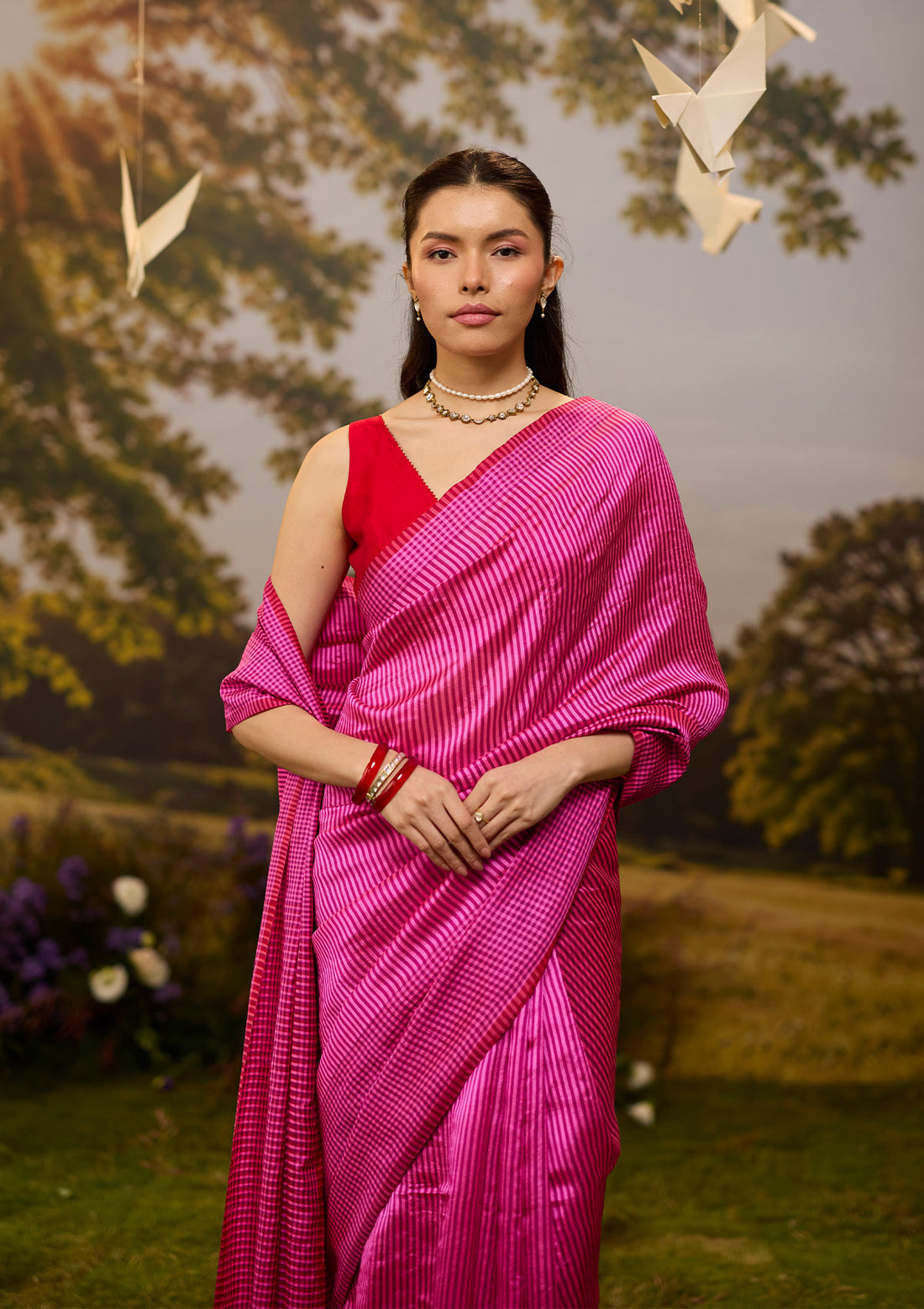 Rhythm &amp; Rhyme Pink Saree
