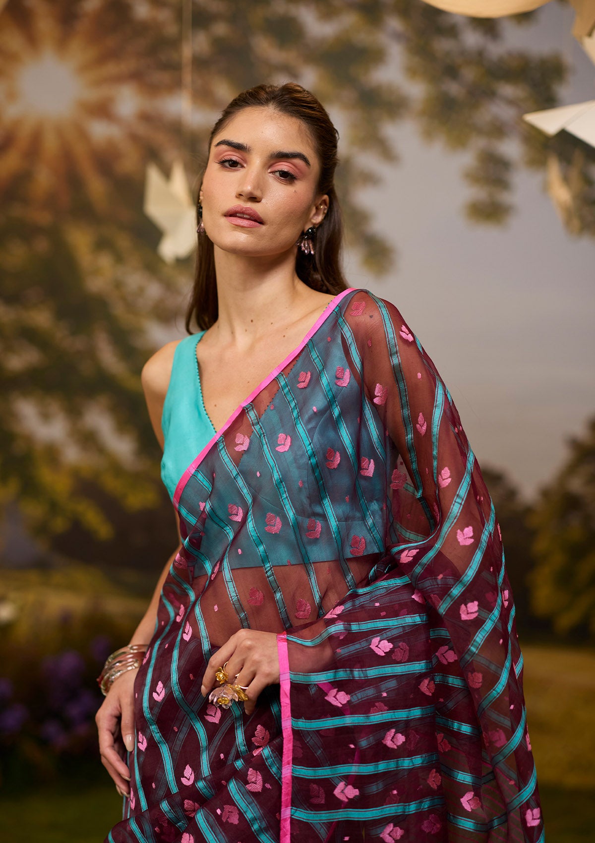 Afterglow Jamdani Saree