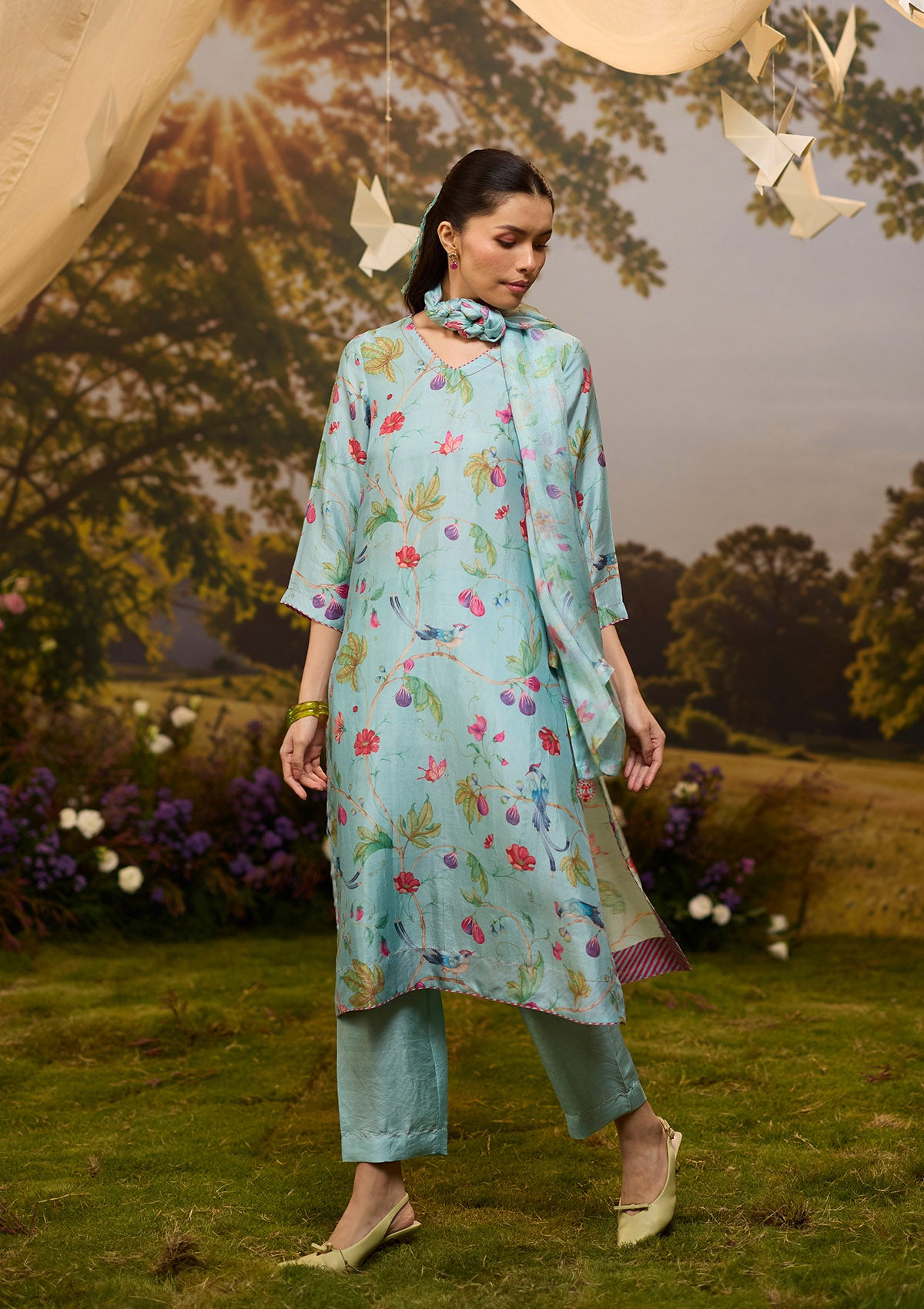 Fig &amp; Fable Blue Kurta Set