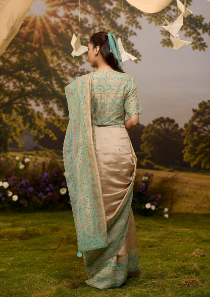 Woodland Stories Embroidered Beige Saree