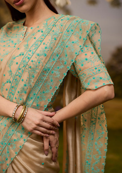 Woodland Stories Embroidered Beige Saree