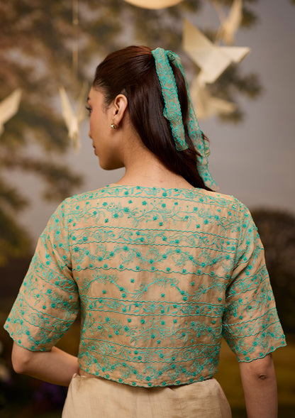 Woodland Stories Embroidered Beige Blouse