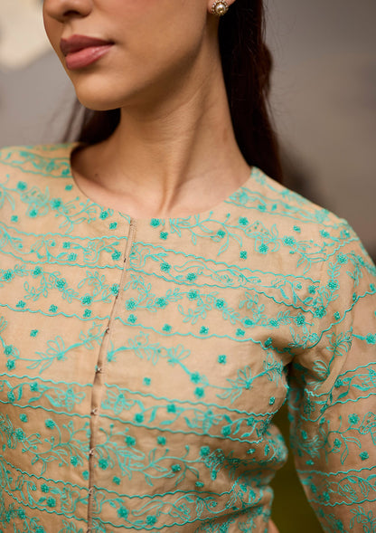 Woodland Stories Embroidered Beige Blouse