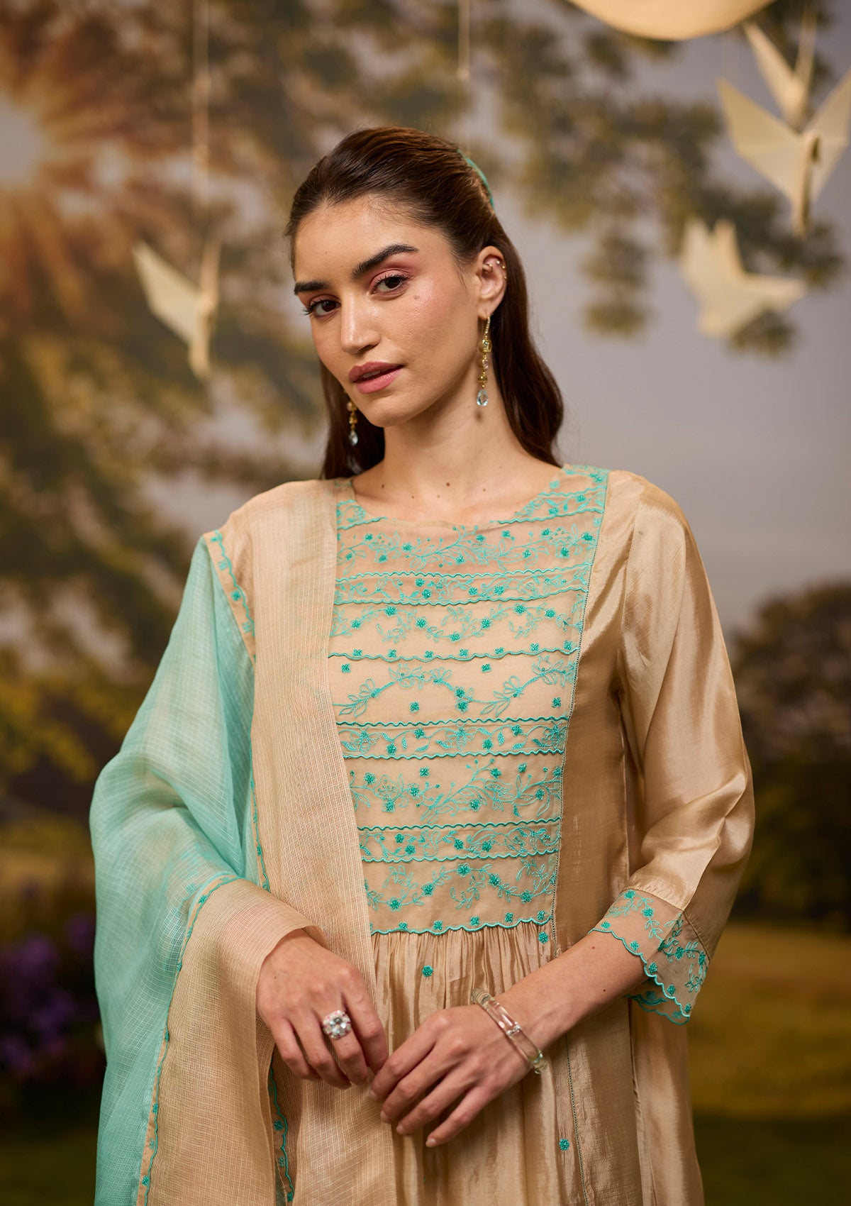 Woodland Stories Embroidered Beige Kurta Set