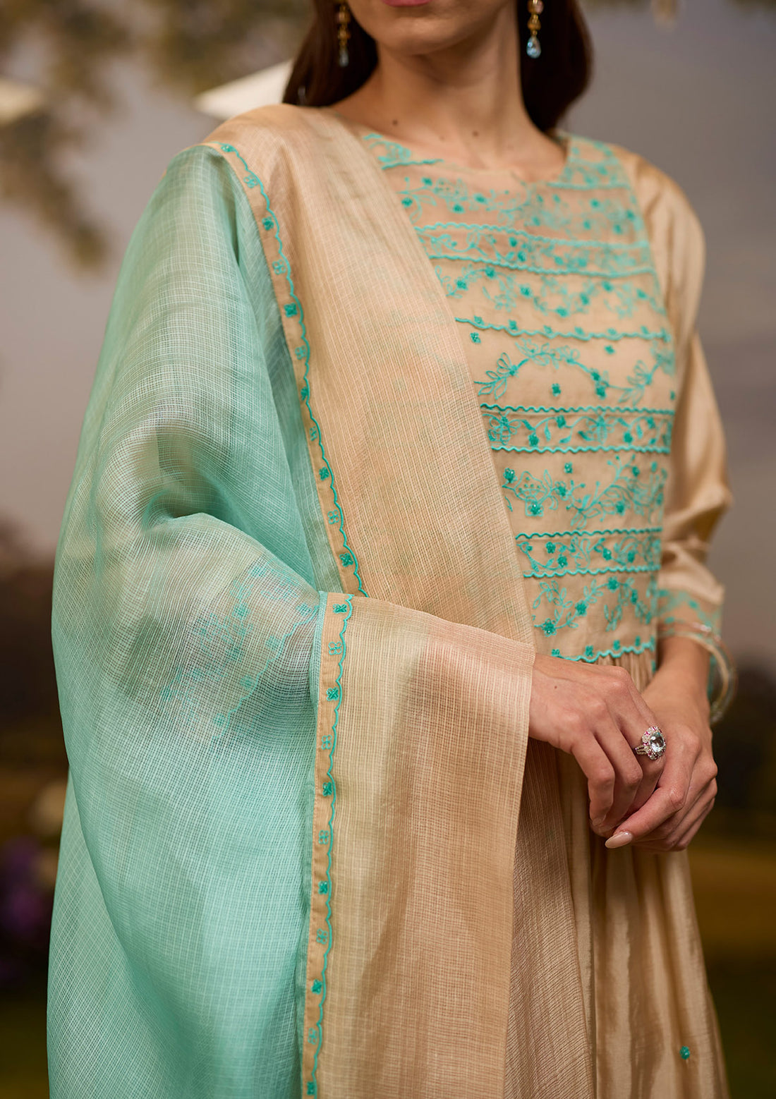 Woodland Stories Embroidered Beige Dupatta