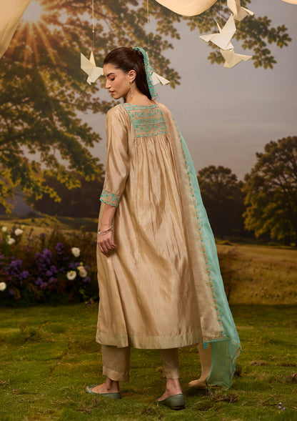 Woodland Stories Embroidered Beige Kurta Set