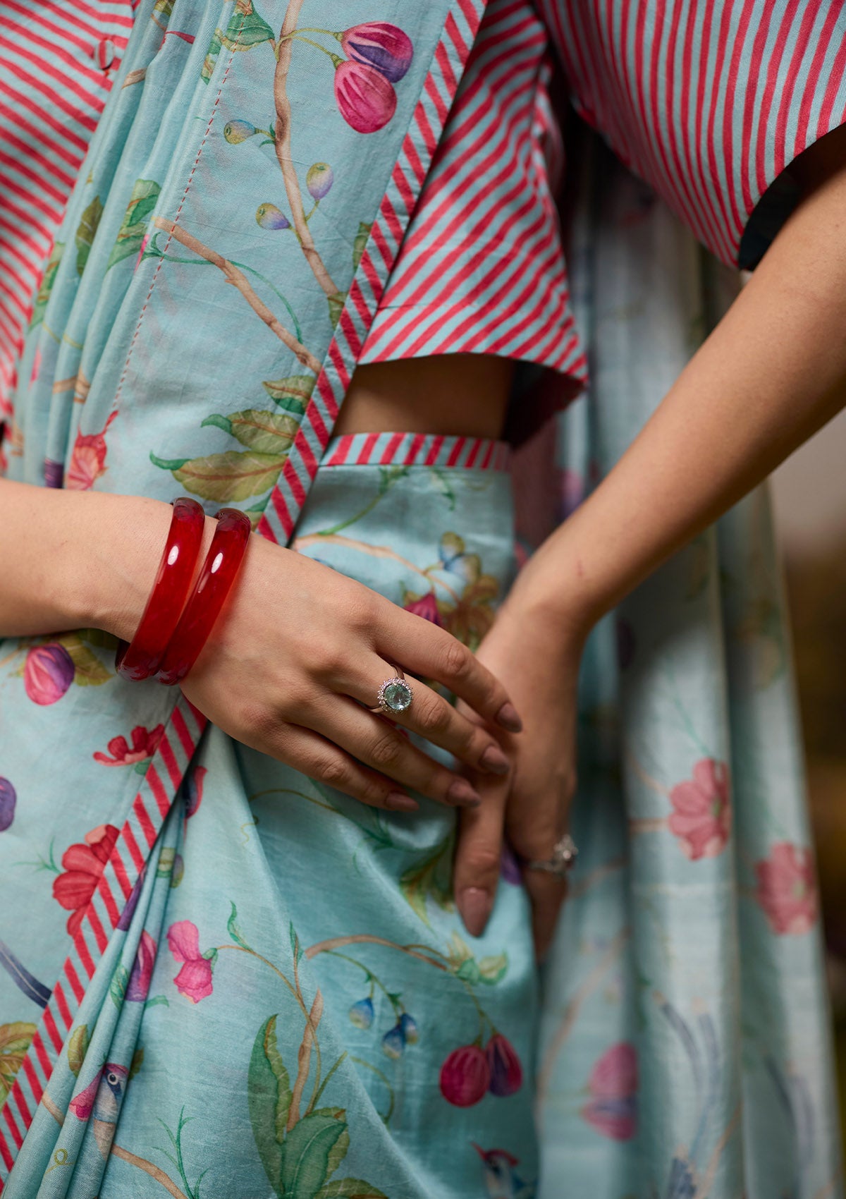 Fig &amp; Fable Blue Saree