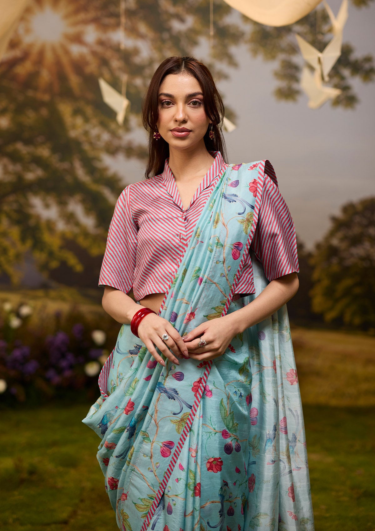 Fig &amp; Fable Blue Saree