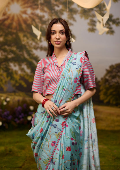 Fig &amp; Fable Blue Saree