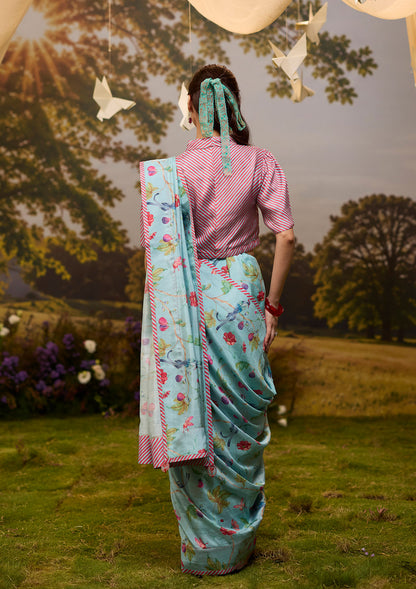Fig &amp; Fable Blue Saree
