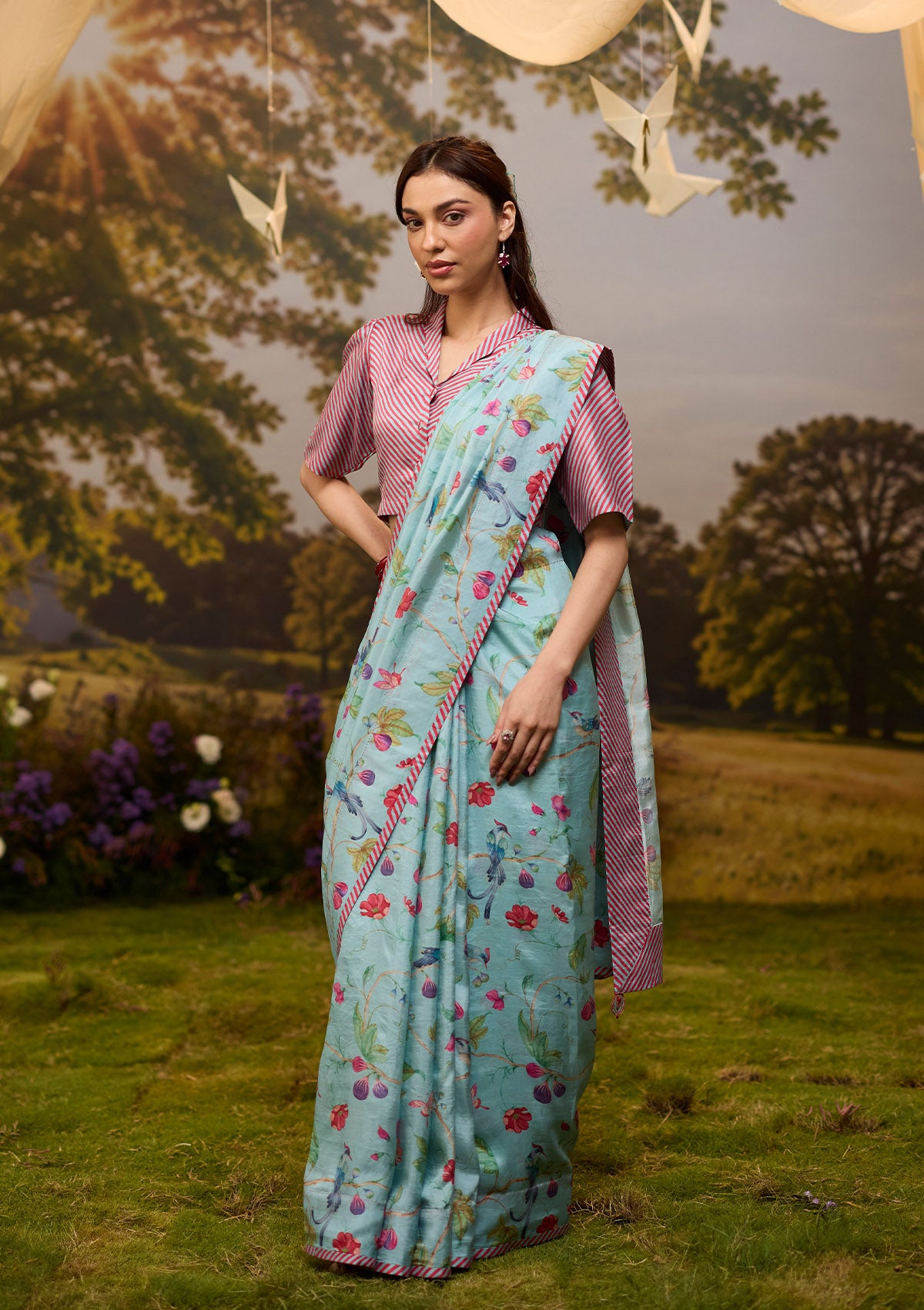 Fig &amp; Fable Blue Saree