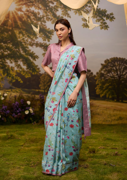 Fig &amp; Fable Blue Saree
