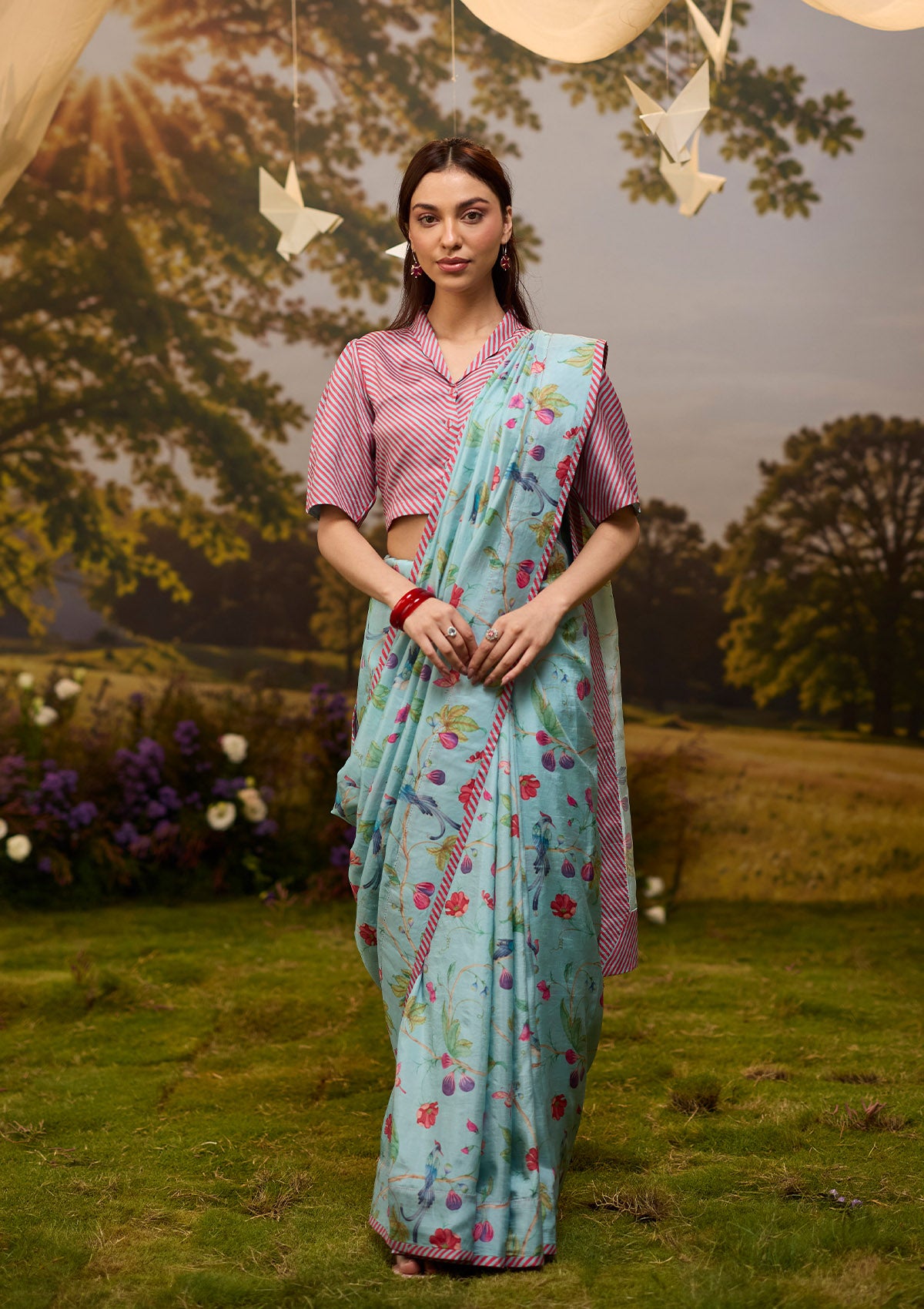 Fig &amp; Fable Blue Saree