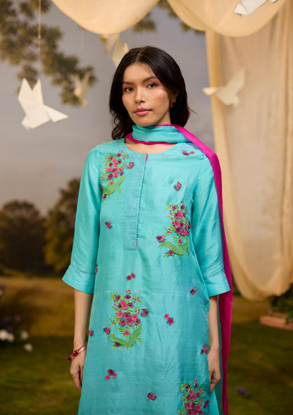 Alive Within Embroidered Blue Kurta Set