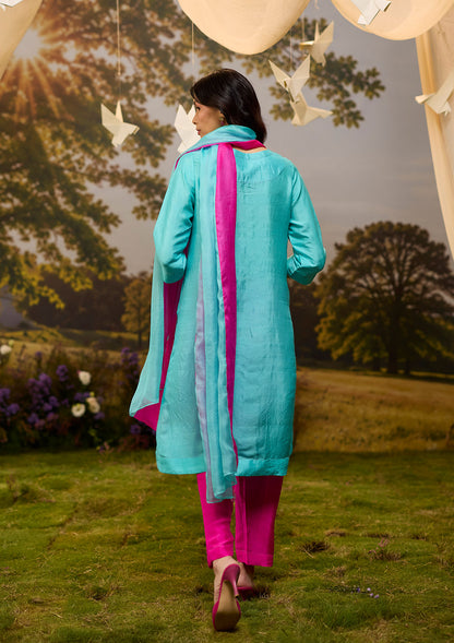 Alive Within Embroidered Blue Kurta Set