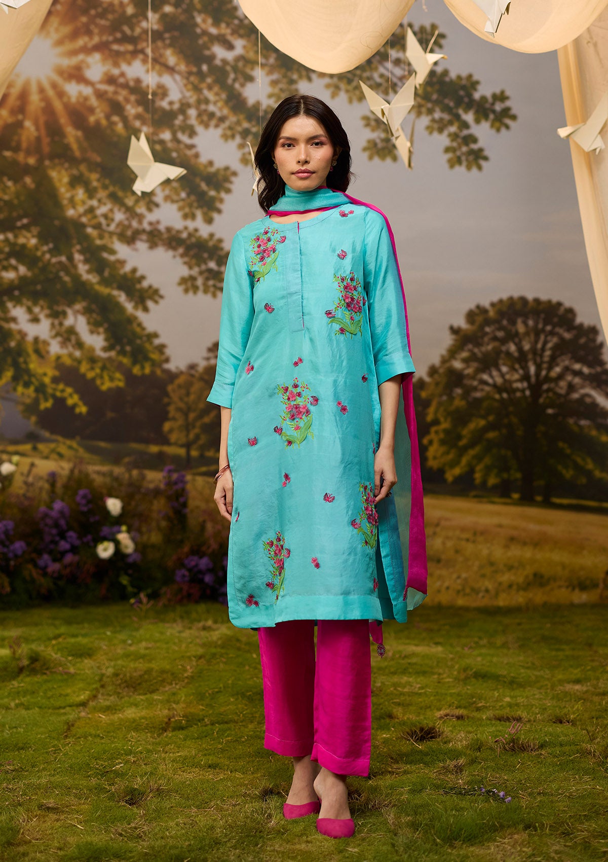 Alive Within Embroidered Blue Kurta Set